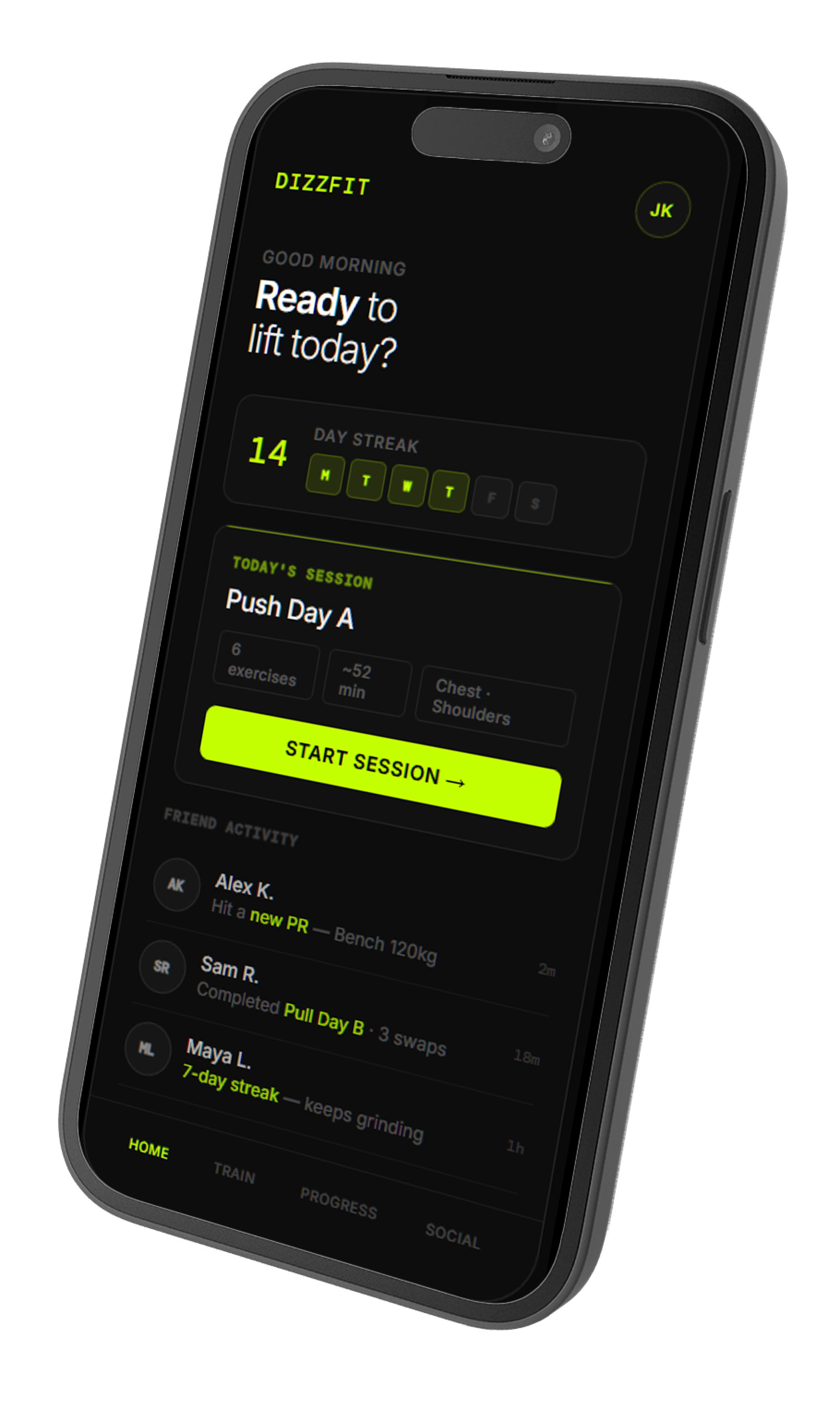DizzFit App Interface